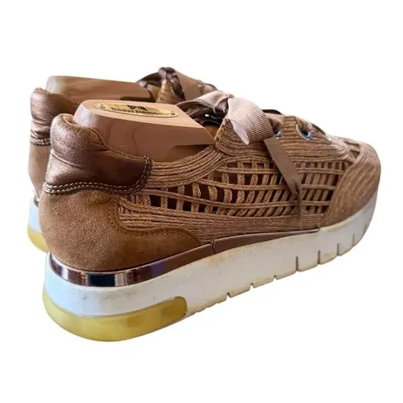 Softwaves Kaki Sneakers Platform Woven Raffia Rose Gold Womens 8 - Picture 3 of 8